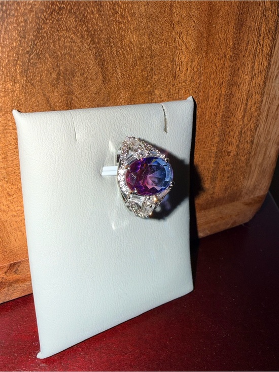 Jewelry - Silver Cocktail Ring with Purple-Blue Mystic Quartz